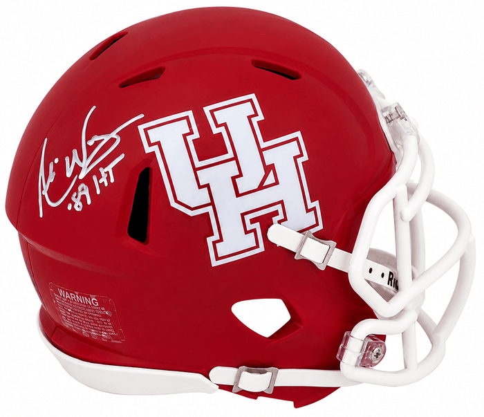 Andre Ware Autographed Houston Cougars Riddell Speed Mini Helmet with 89'HT-Powers Sports Memorabilia