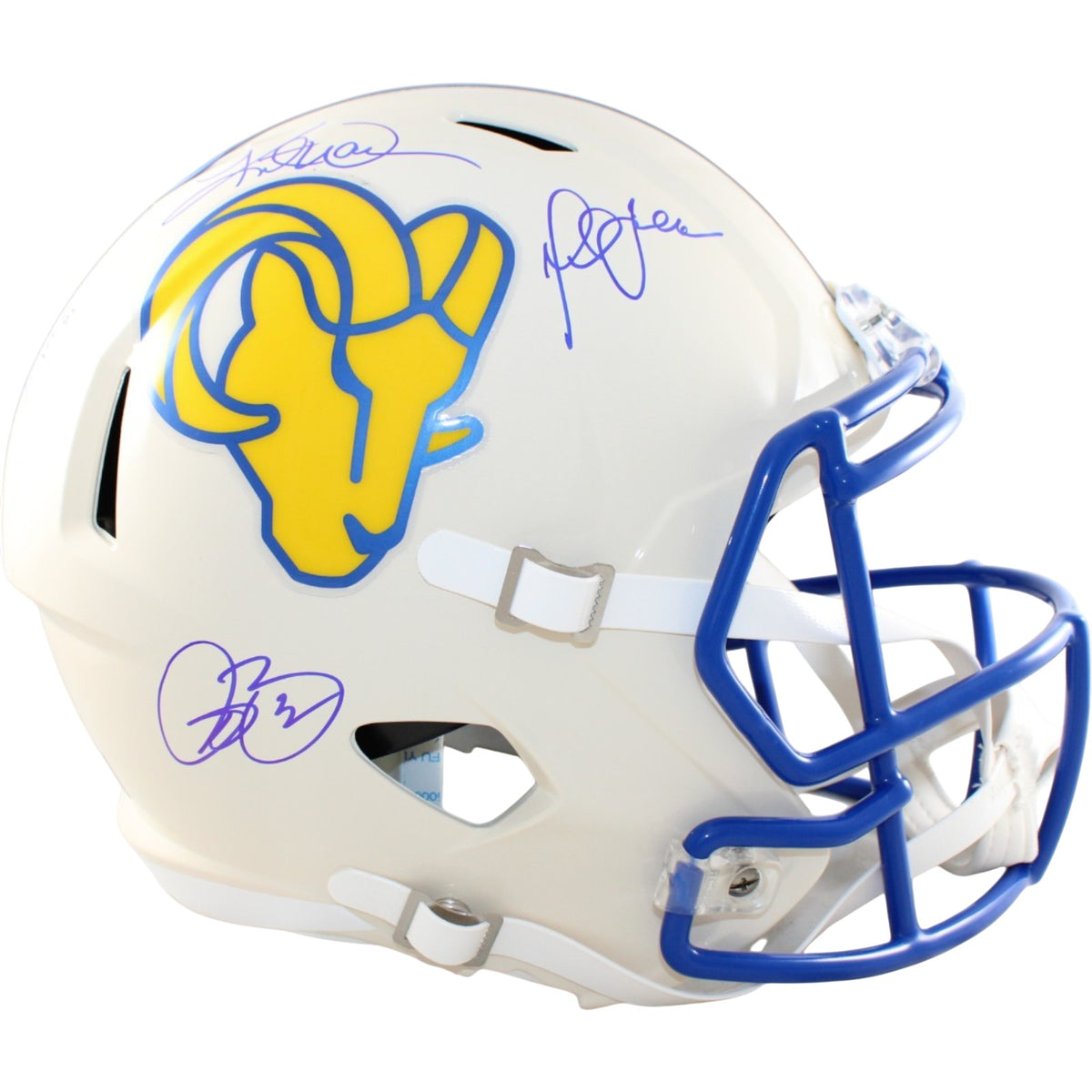 Warner Holt Faulk Bruce Los Angeles Rams Proline Signed Helmet Retro-Powers Sports Memorabilia