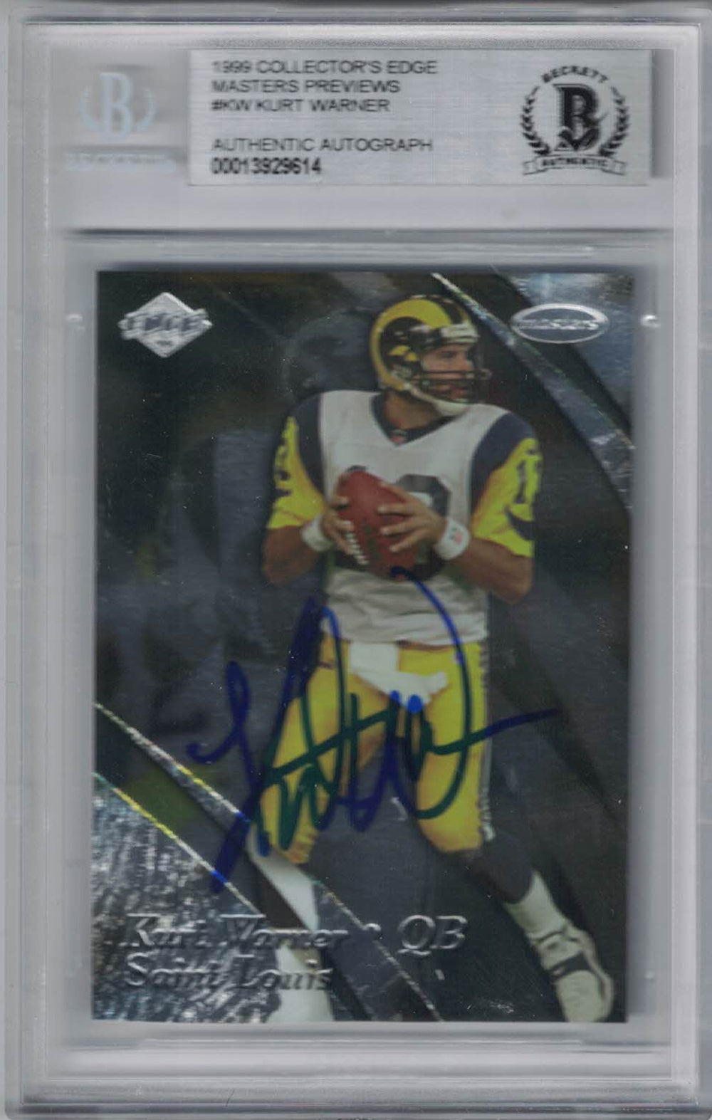 Kurt Warner 1999 Edge Preview KW Trading Signed Card-Powers Sports Memorabilia