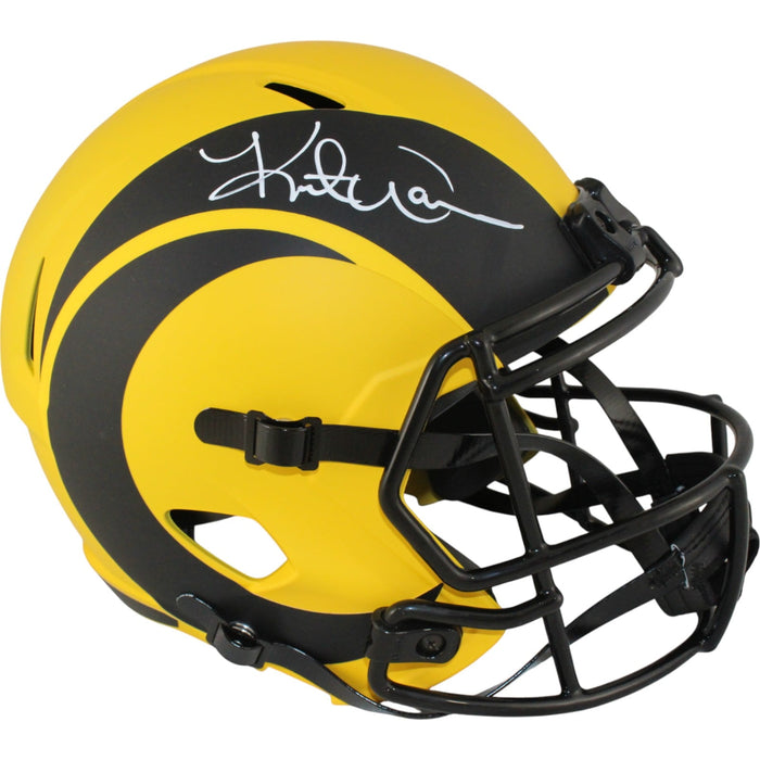 Kurt Warner Signed Los Angeles Rams Full-Size Rave Helmet – Beckett Witness Authenticated-Powers Sports Memorabilia