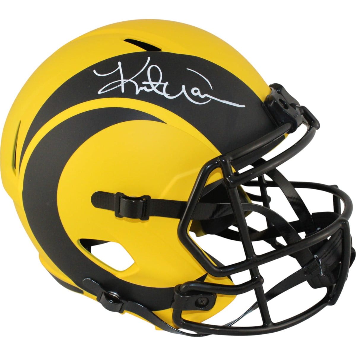 Kurt Warner Signed Los Angeles Rams Full-Size Rave Helmet – Beckett Witness Authenticated-Powers Sports Memorabilia