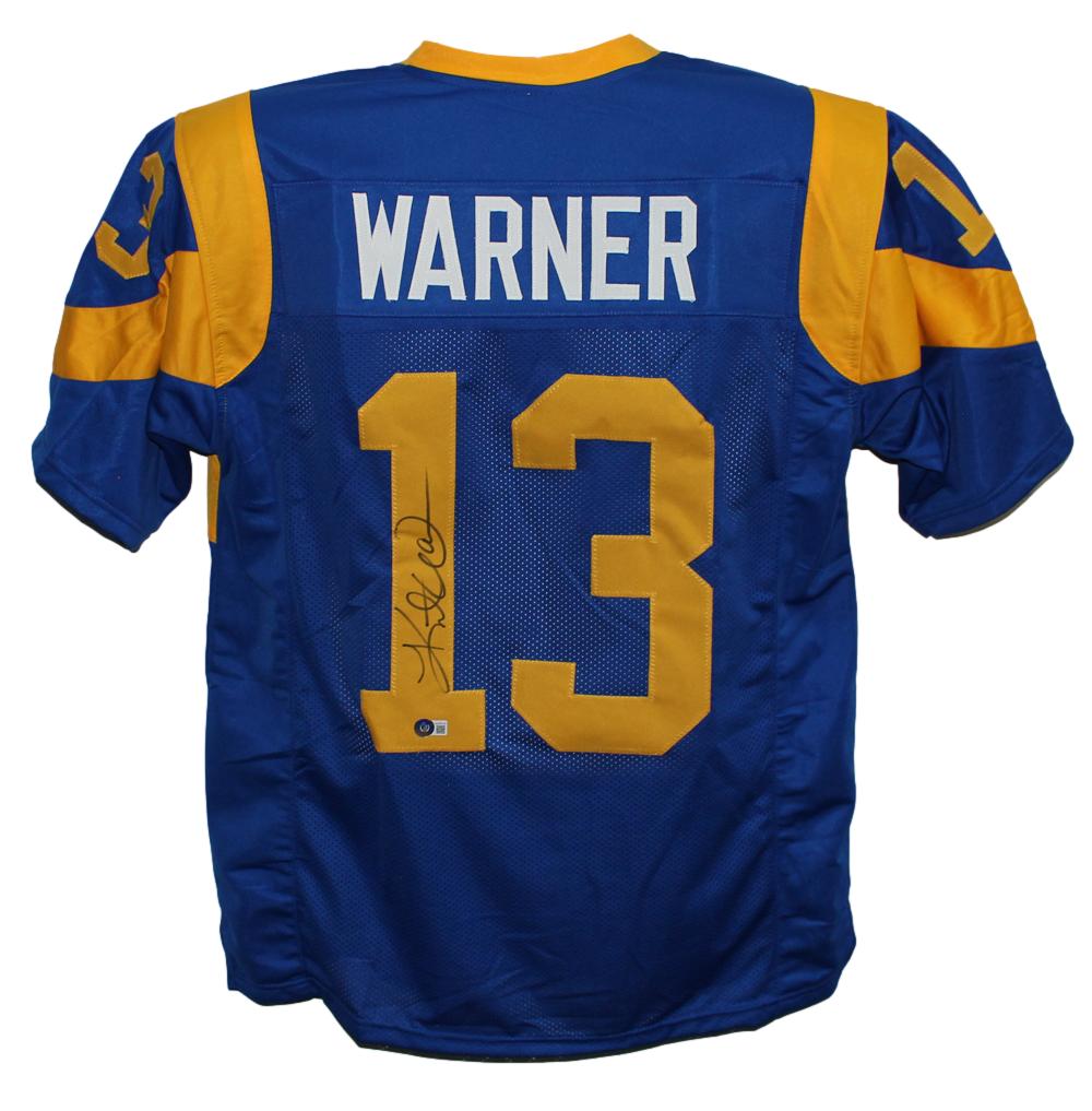Kurt Warner Signed Pro Style Blue XL Jersey Beckett – Beckett Authenticated-Powers Sports Memorabilia