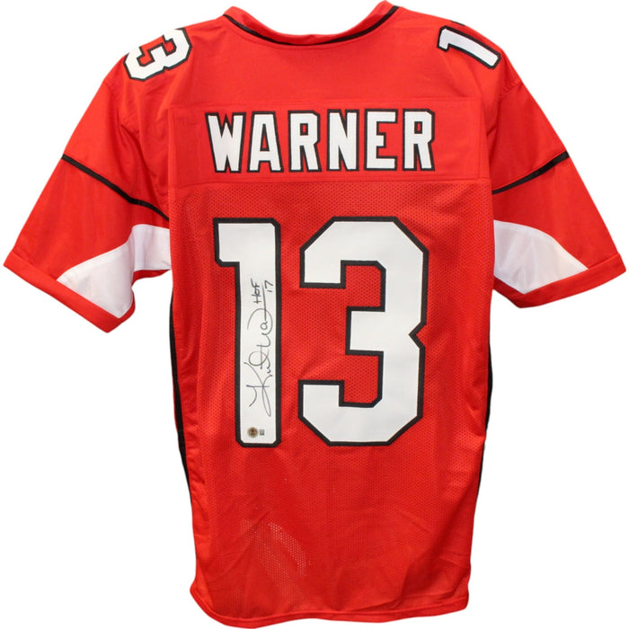 Kurt Warner Signed Pro Style Size XL Red Jersey HOF – Beckett Witness Authenticated-Powers Sports Memorabilia