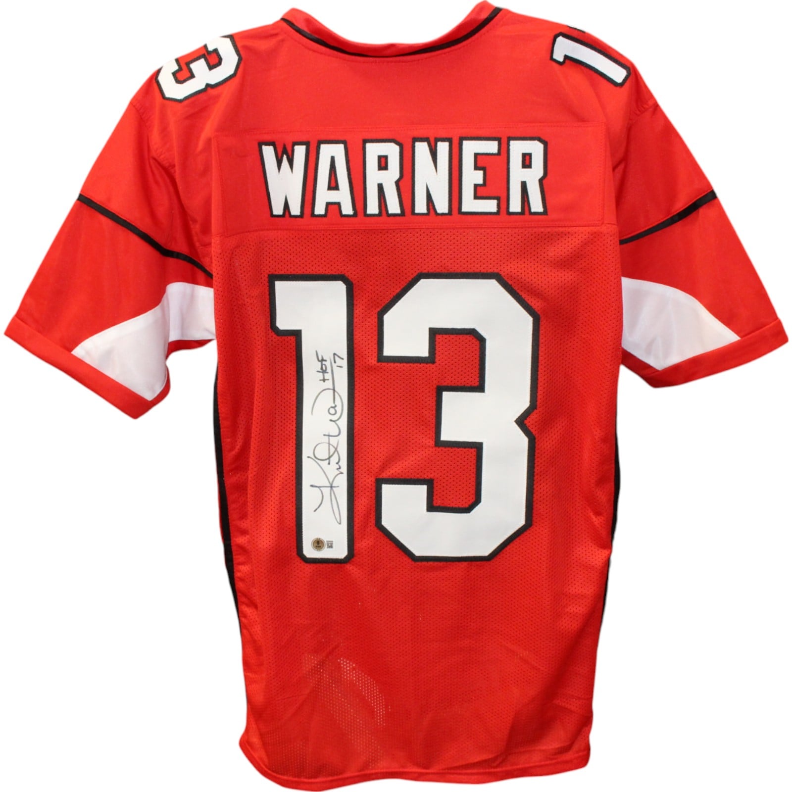 Kurt Warner Signed Pro Style Size XL Red Jersey HOF – Beckett Witness Authenticated-Powers Sports Memorabilia