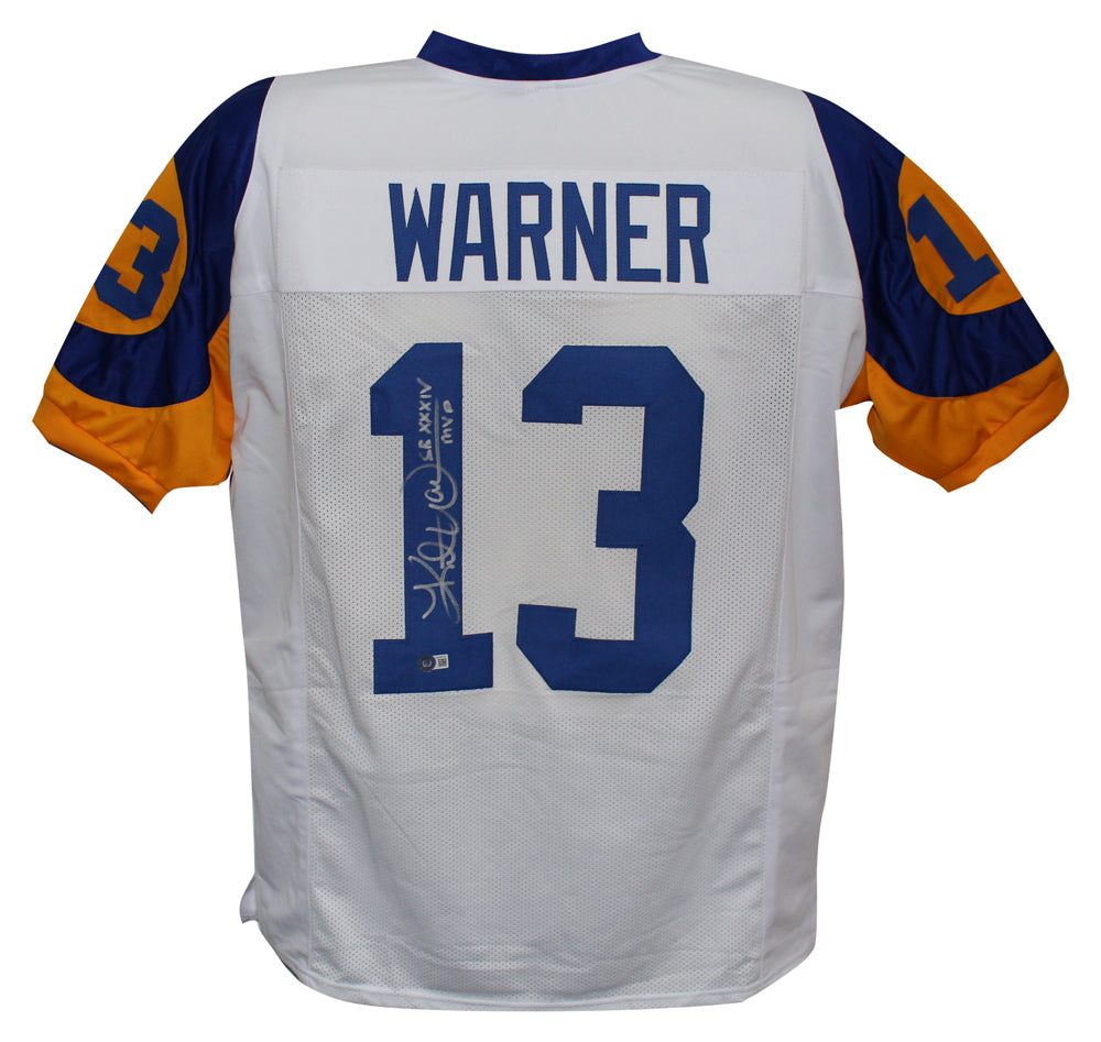Kurt Warner Pro Style White XL Signed Jersey SB MVP – Beckett Authenticated-Powers Sports Memorabilia