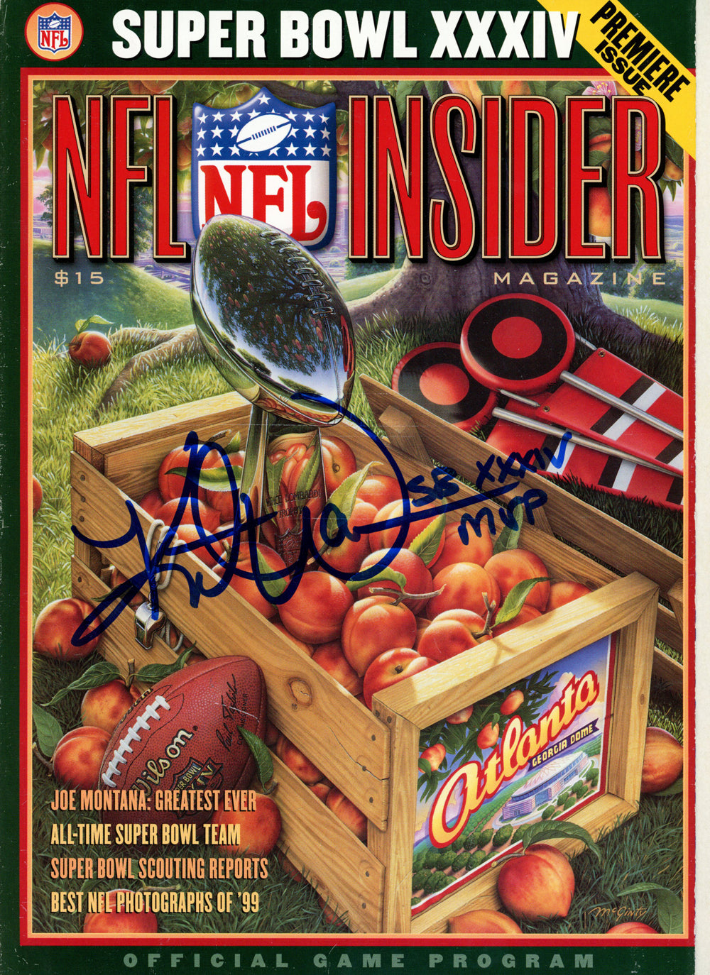 Kurt Warner St Louis Rams Signed Magazine - NFL Insider Magazine March 2000 Beckett Beckett-Powers Sports Memorabilia