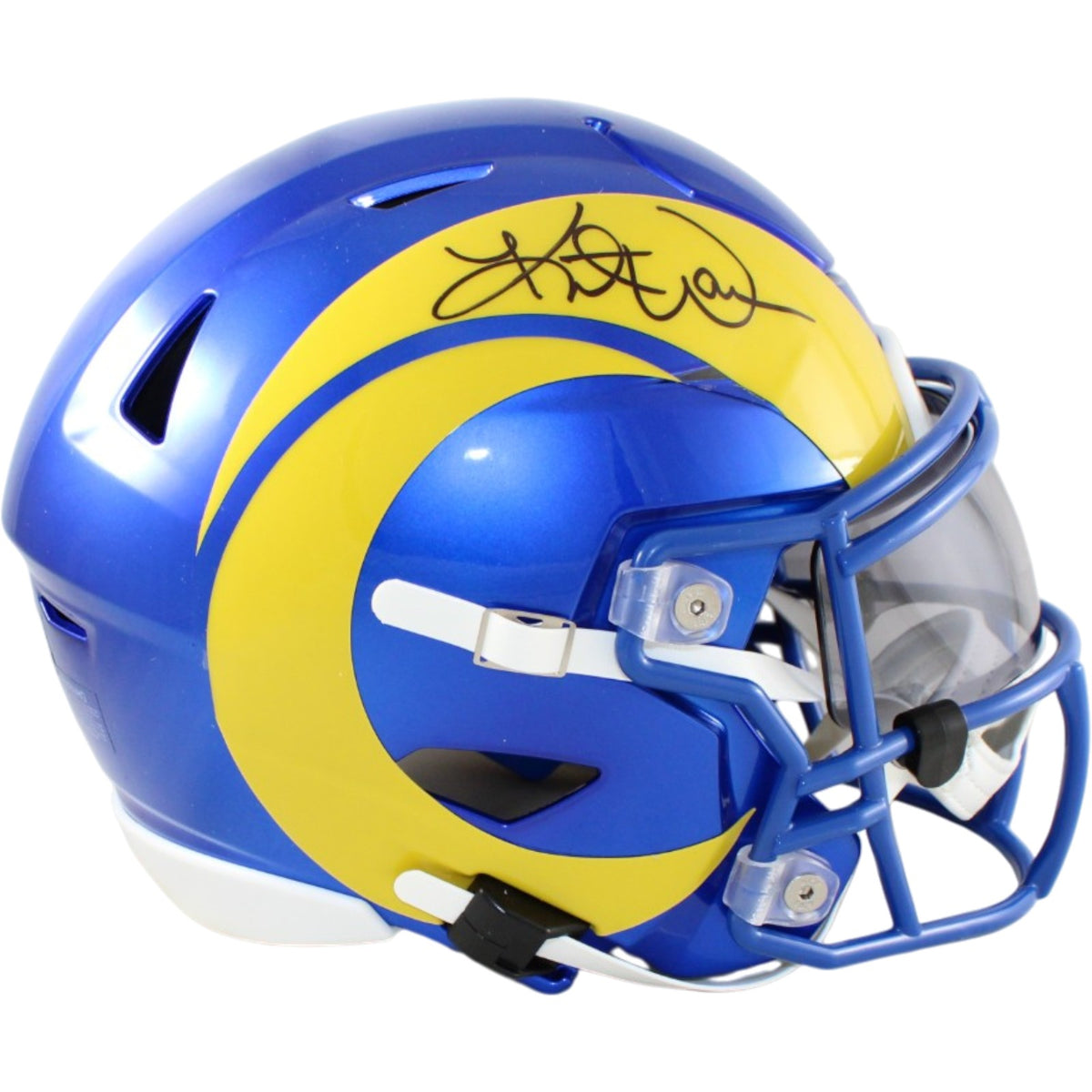 Kurt Warner Los Angeles Rams Mid-Size Midi Signed Helmet Beckett WIT 58521 Beckett-Powers Sports Memorabilia