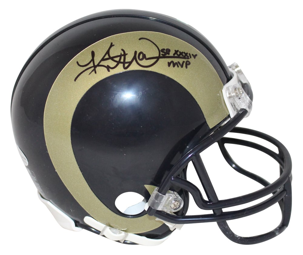 Kurt Warner St Louis Rams Signed Mini Helmet - TB 00-16 GSOT Beckett-Powers Sports Memorabilia
