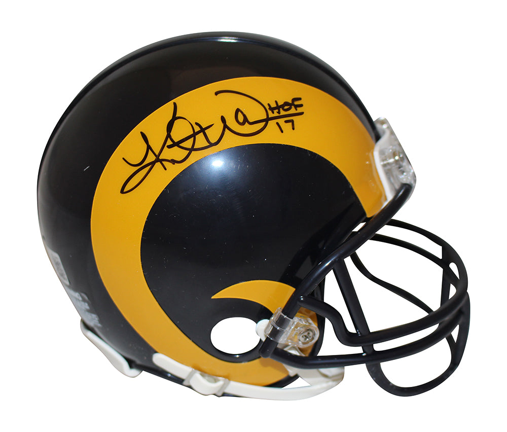 Kurt Warner St Louis Rams 81-99 VSR4 Signed Mini Helmet HOF Beckett-Powers Sports Memorabilia