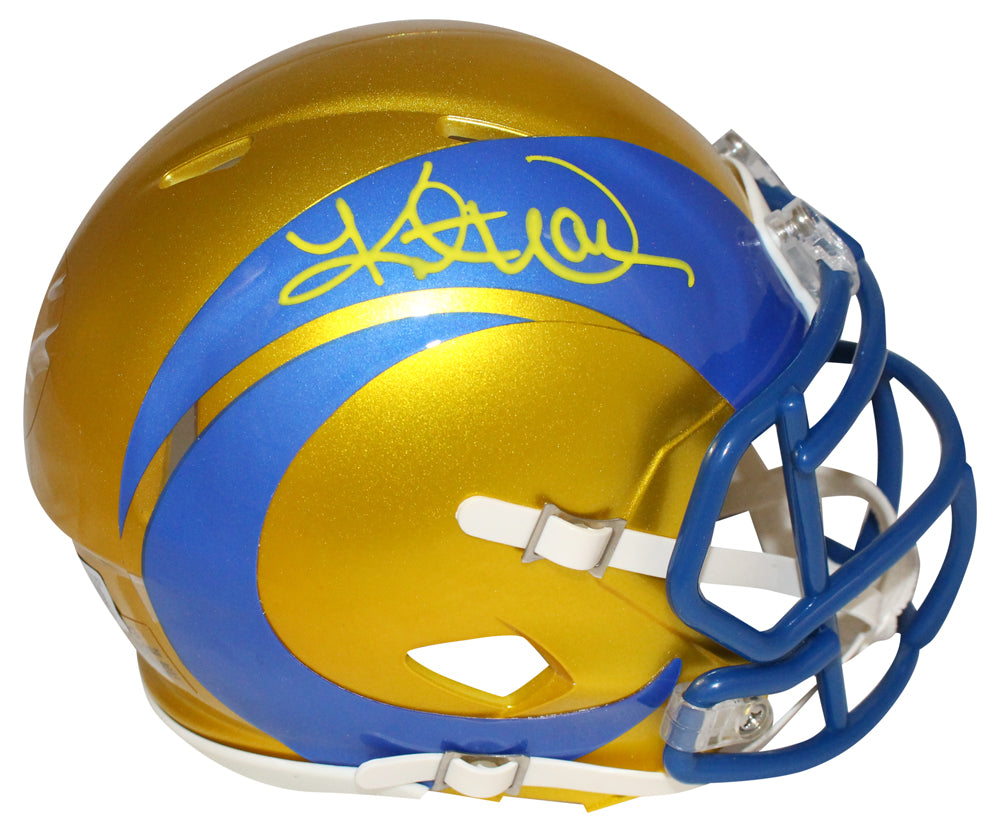 Kurt Warner Los Angeles Rams Signed Mini Helmet - Flash Beckett Beckett-Powers Sports Memorabilia