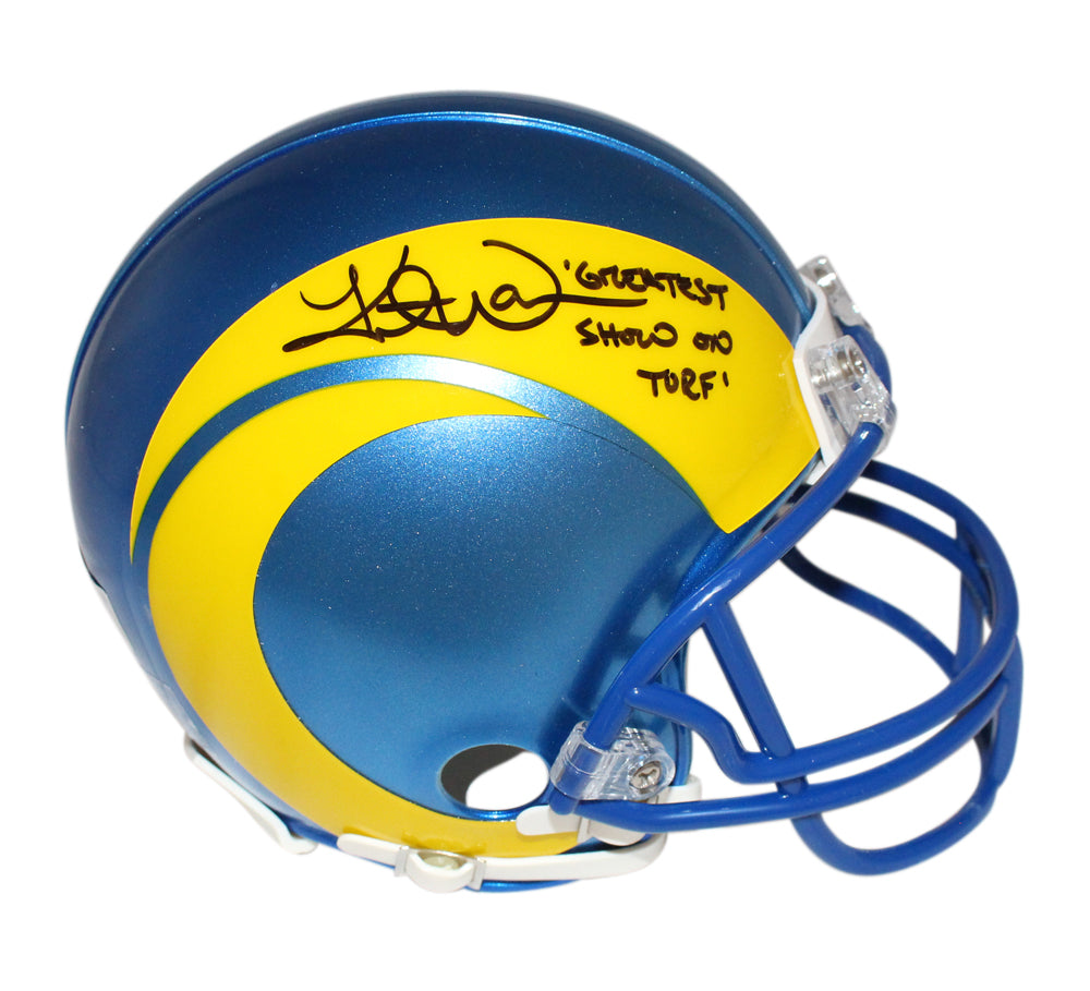 Kurt Warner Los Angeles Rams Signed Mini Helmet TB – Beckett Authenticated-Powers Sports Memorabilia