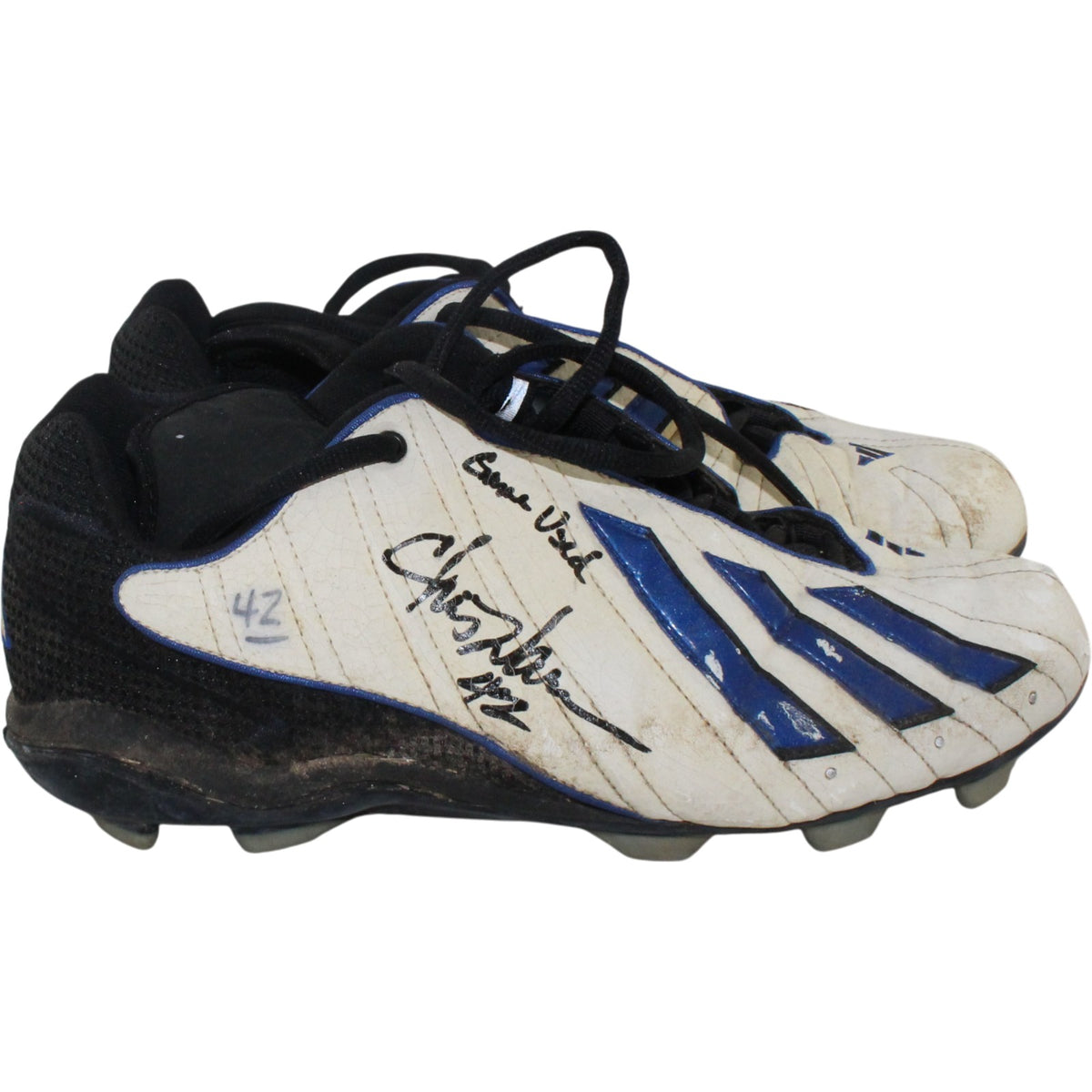 Chris Warren Dallas Cowboys Signed Mini Helmet - Game Used Sz 13 Adidas Cleats Beckett Beckett-Powers Sports Memorabilia