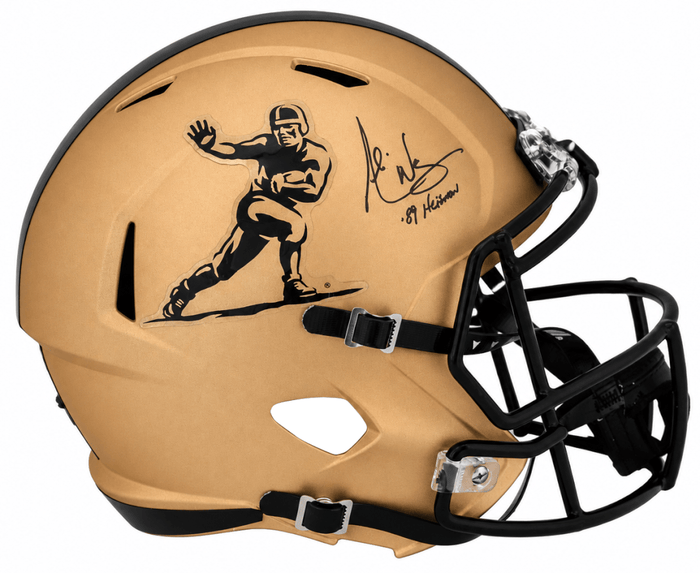 Andre Ware Autographed Heisman Trophy Logo Gold Riddell Full Size Speed Replica Helmet with 89 Heisman-Powers Sports Memorabilia