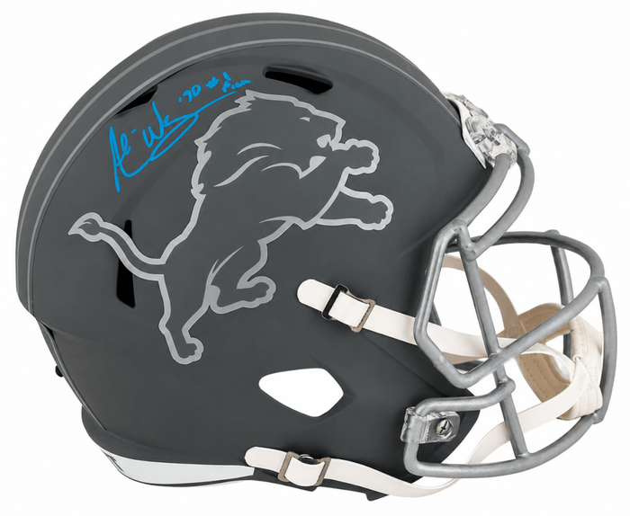 Andre Ware Autographed Detroit Lions SLATE Riddell Full Size Speed Replica Helmet with 90 #1 Pick-Powers Sports Memorabilia