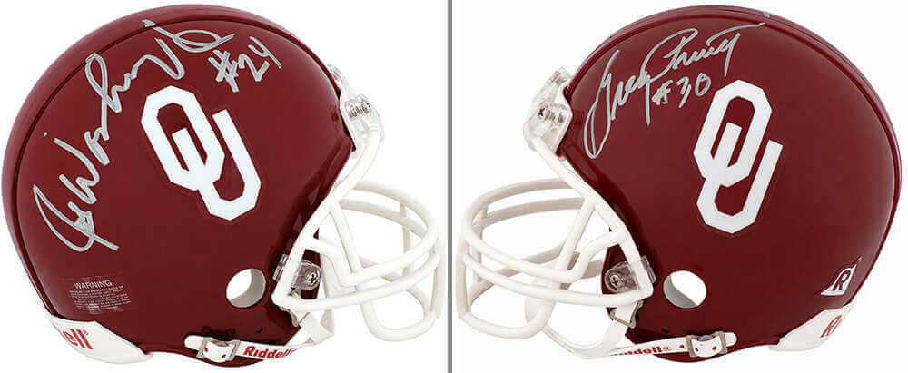 Joe Washington & Greg Pruitt Autographed Oklahoma Sooners Riddell (VSR4) Mini Helmet-Powers Sports Memorabilia