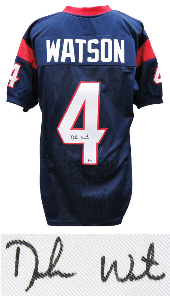 Deshaun Watson Autographed Navy Custom Football Jersey (Beckett)-Powers Sports Memorabilia