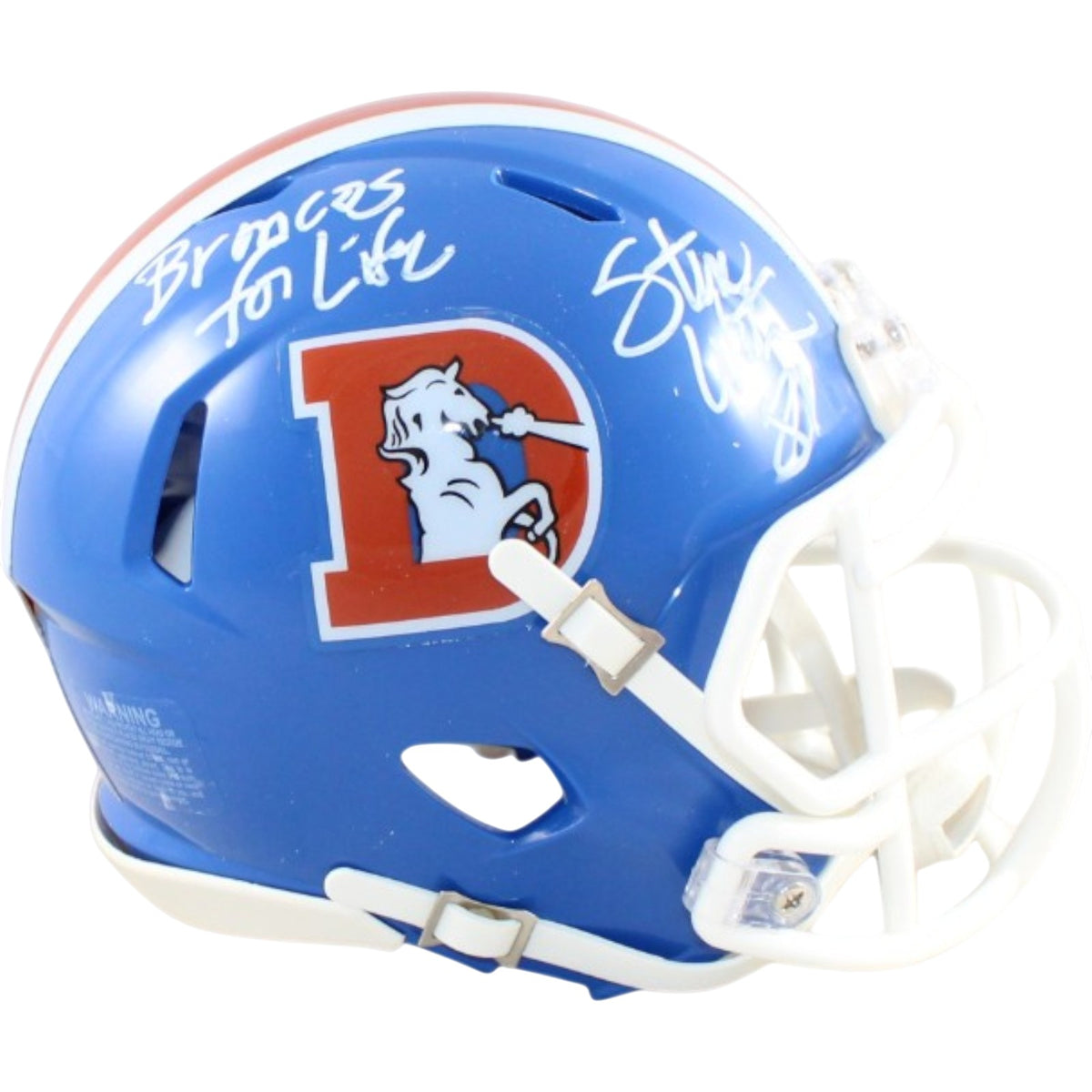 Steve Watson Denver Broncos Signed Mini Helmet 75-96 "Broncos for Life" 58593-Powers Sports Memorabilia