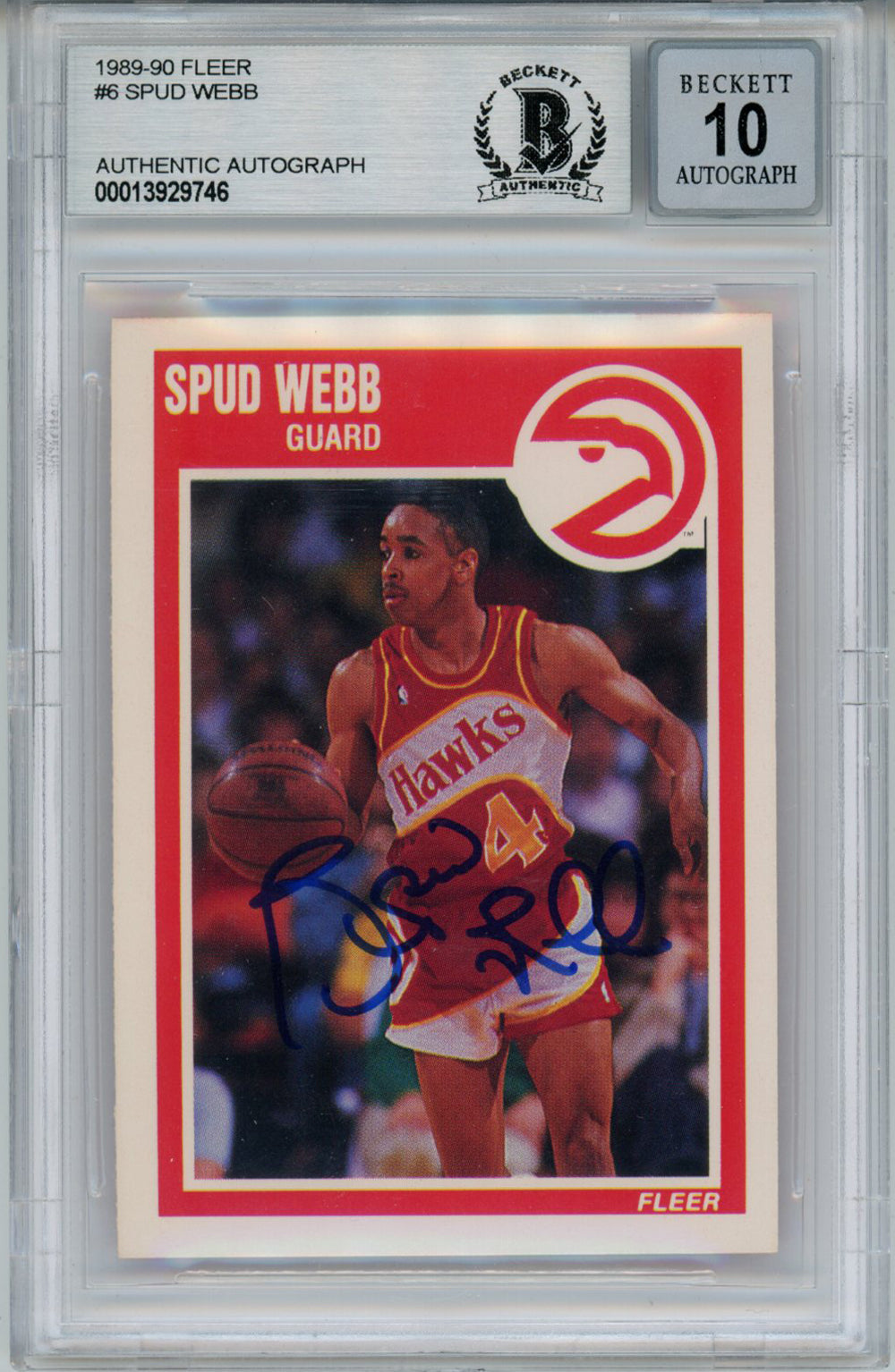 Spud Webb 1989-90 Fleer #6 Trading Signed Card Beckett 10 Slab Beckett-Powers Sports Memorabilia