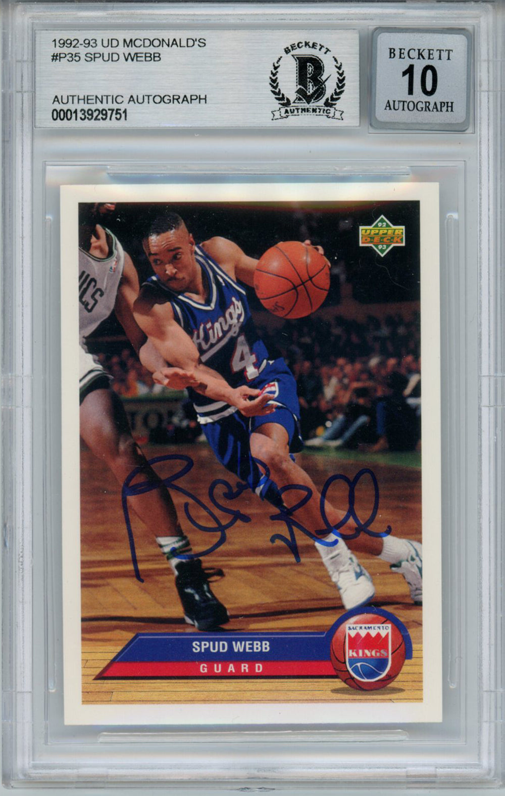 Spud Webb 1992 Upper Deck McDonalds #P35 Trading Signed Card BAS 10 Slab-Powers Sports Memorabilia