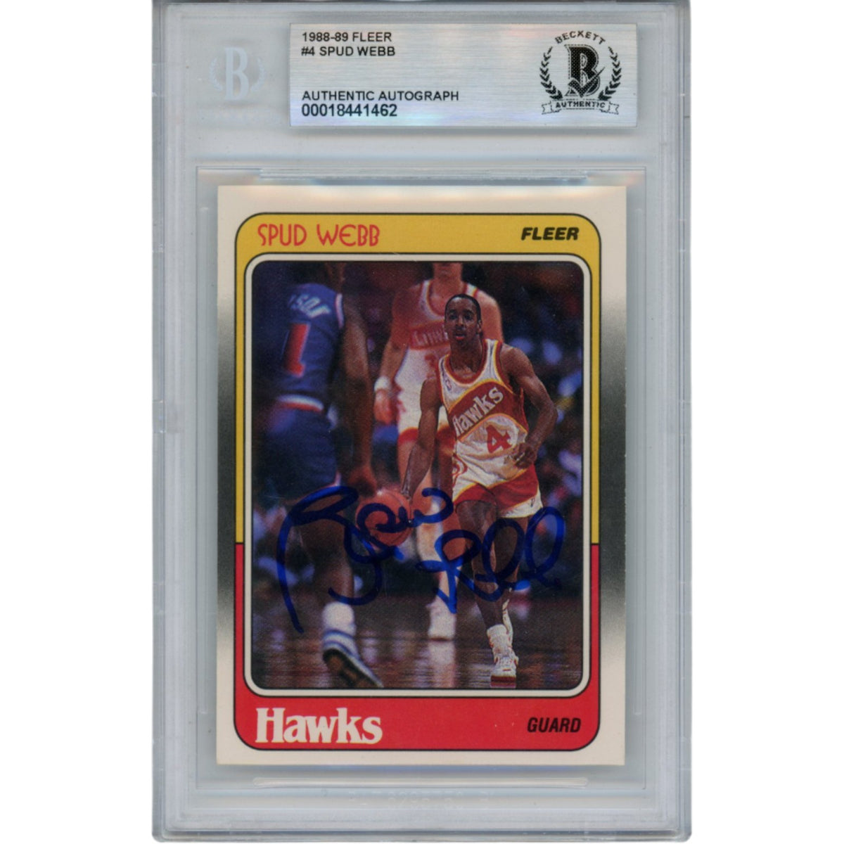 Spud Webb 1988 Fleer #4 Trading Signed Card Slab-Powers Sports Memorabilia