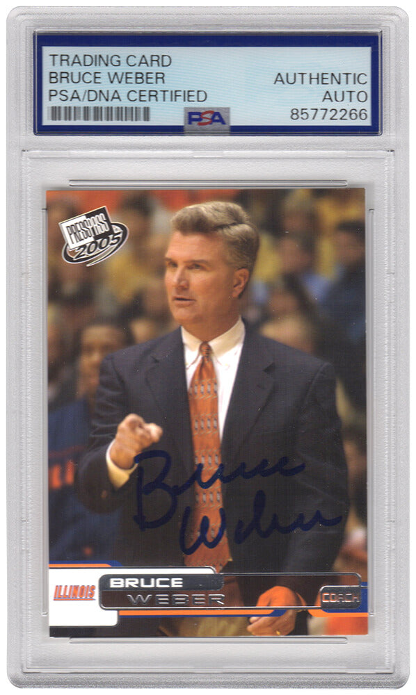 Bruce Weber Autographed Illinois 2005 Press Pass Basketball Trading Card #43 - (PSA Encapsulated)-Powers Sports Memorabilia