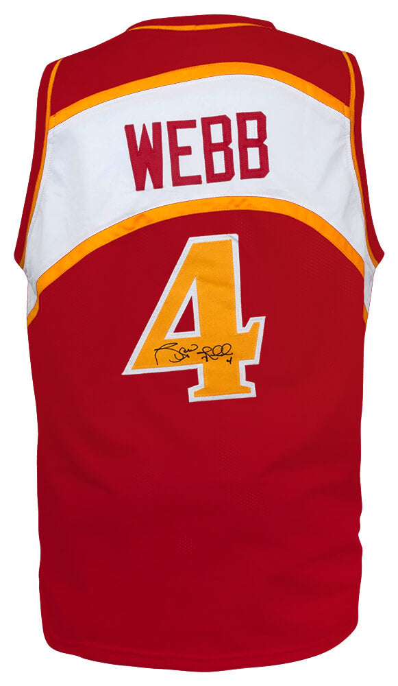 Spud Webb Autographed Red Throwback Custom Basketball Jersey-Powers Sports Memorabilia