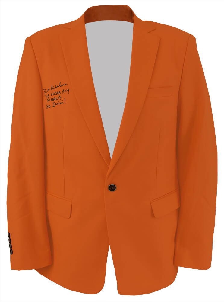 Bruce Weber Autographed Mogu Men's Orange Blazer Sport Coat Jacket with 2005 NCAA COY, Final 4, Go Illini-Powers Sports Memorabilia