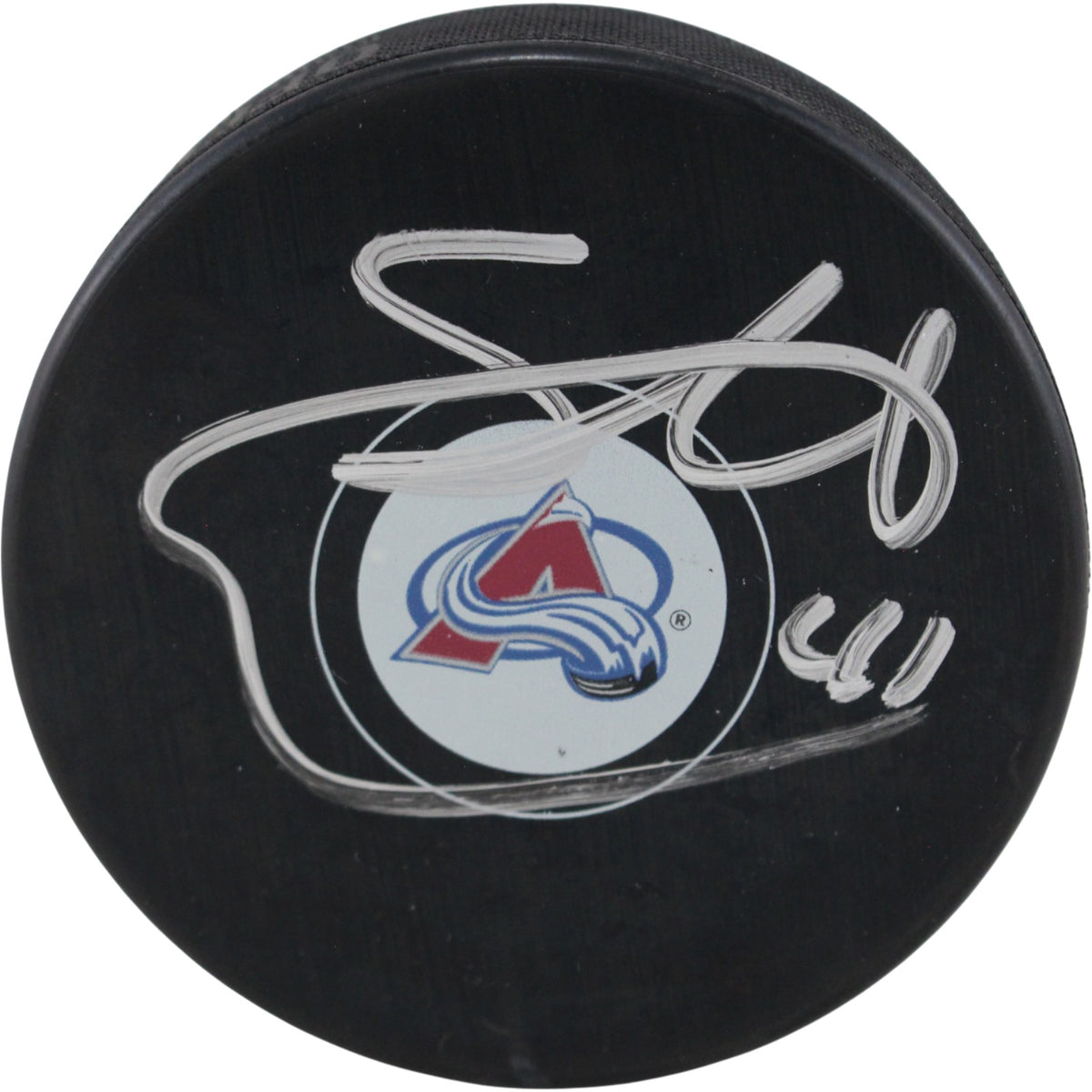 Scott Wedgewood Colorado Avalanche Logo Signed Puck-Powers Sports Memorabilia