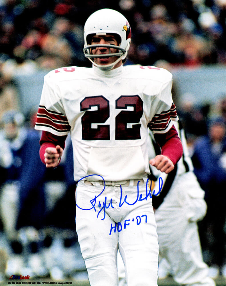 Roger Wehrli Autographed Arizona Cardinals Action 8x10 Photo with HOF'07-Powers Sports Memorabilia