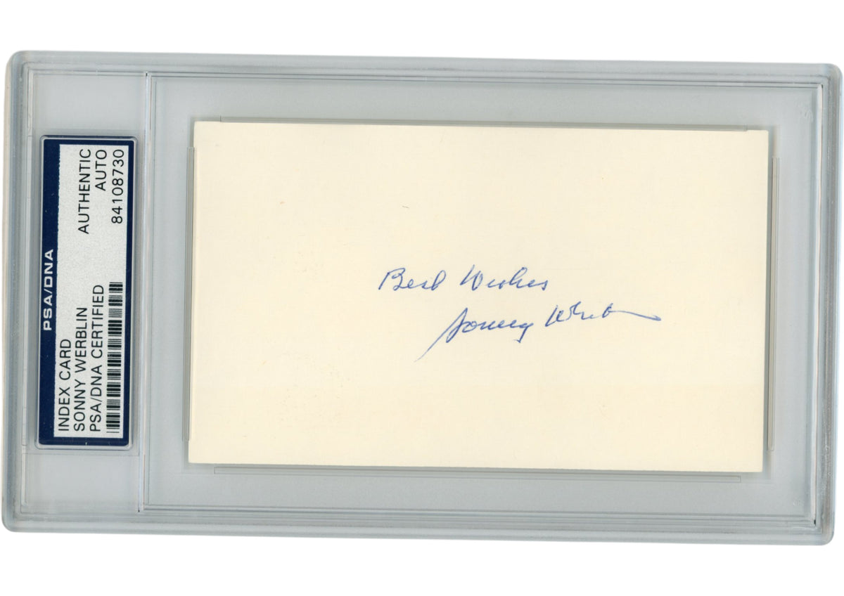 Sonny Werblin New York Jets Signed Mini Helmet - Index Best Wishes Slab PSA PSA-Powers Sports Memorabilia