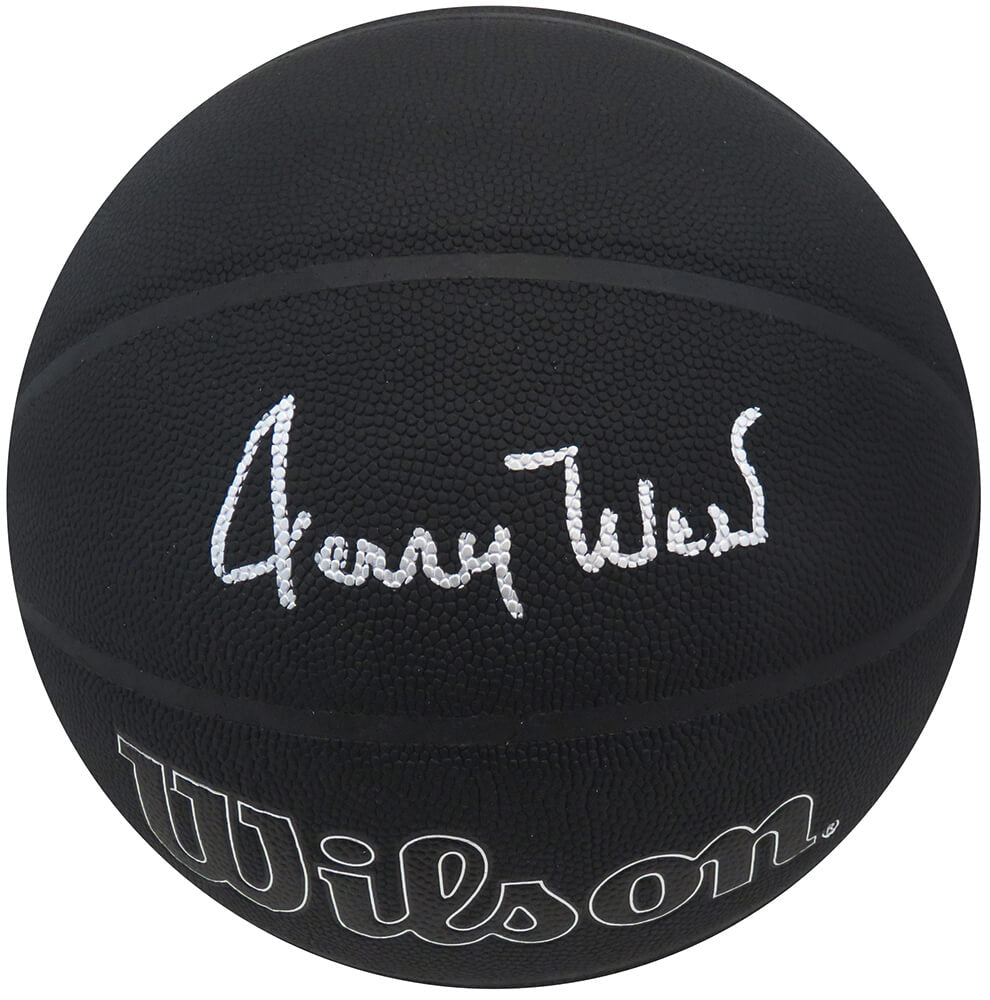 Jerry West Autographed Wilson 75th Anniversary Logo Black NBA Basketball-Powers Sports Memorabilia