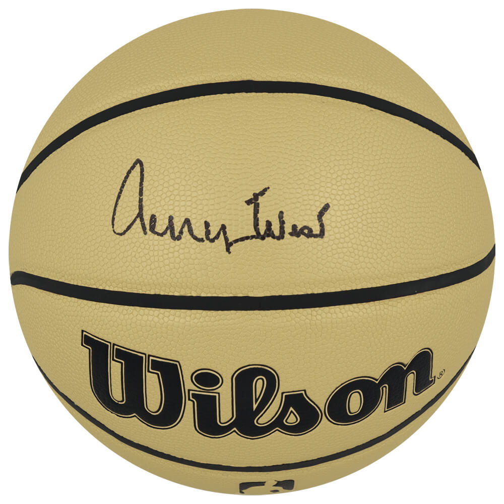 Jerry West Autographed Wilson Gold Full Size NBA Basketball-Powers Sports Memorabilia