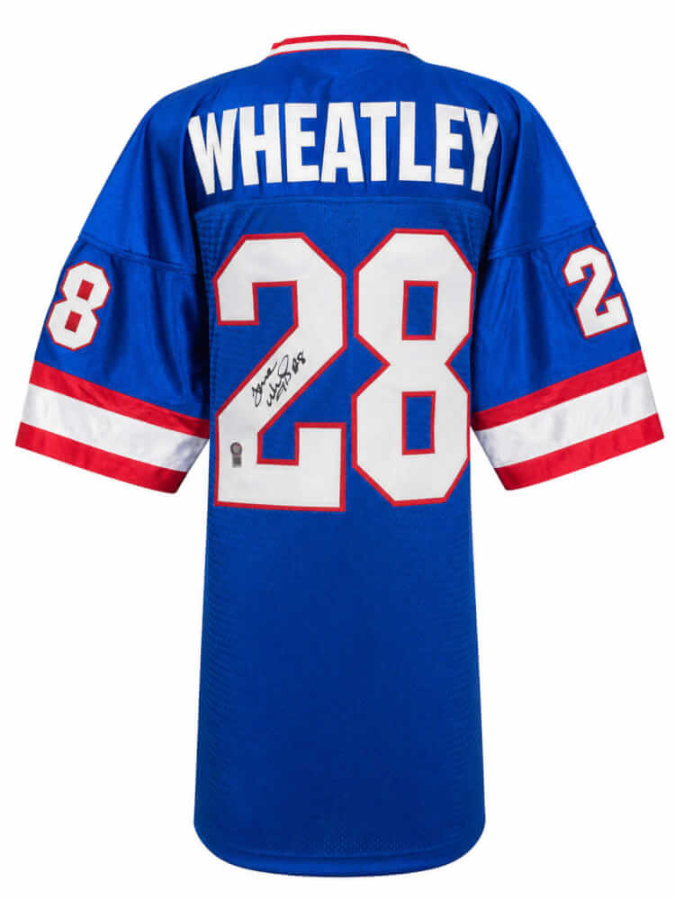 Tyrone Wheatley Autographed Blue Custom Football Jersey-Powers Sports Memorabilia