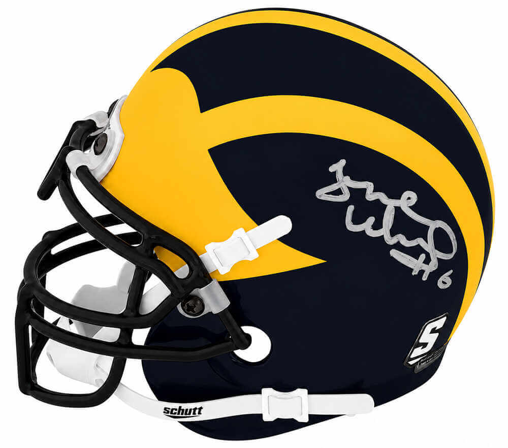 Tyrone Wheatley Michigan Wolverines Autographed Schutt Mini Helmet-Powers Sports Memorabilia