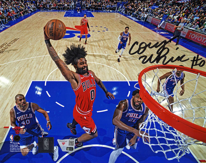 Coby White Autographed Chicago Bulls Dunk vs 76ers 8x10 Photo - (Fanatics)-Powers Sports Memorabilia