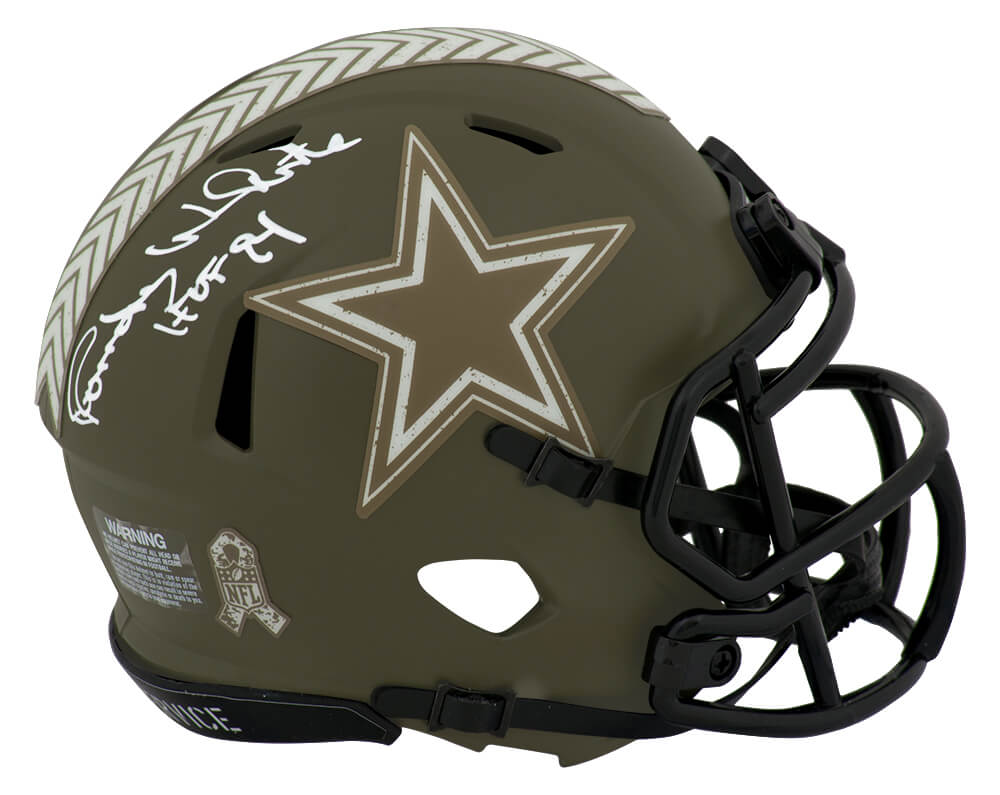 Randy White Autographed Dallas Cowboys Salute to Service Riddell Speed Mini Helmet with HOF'94-Powers Sports Memorabilia