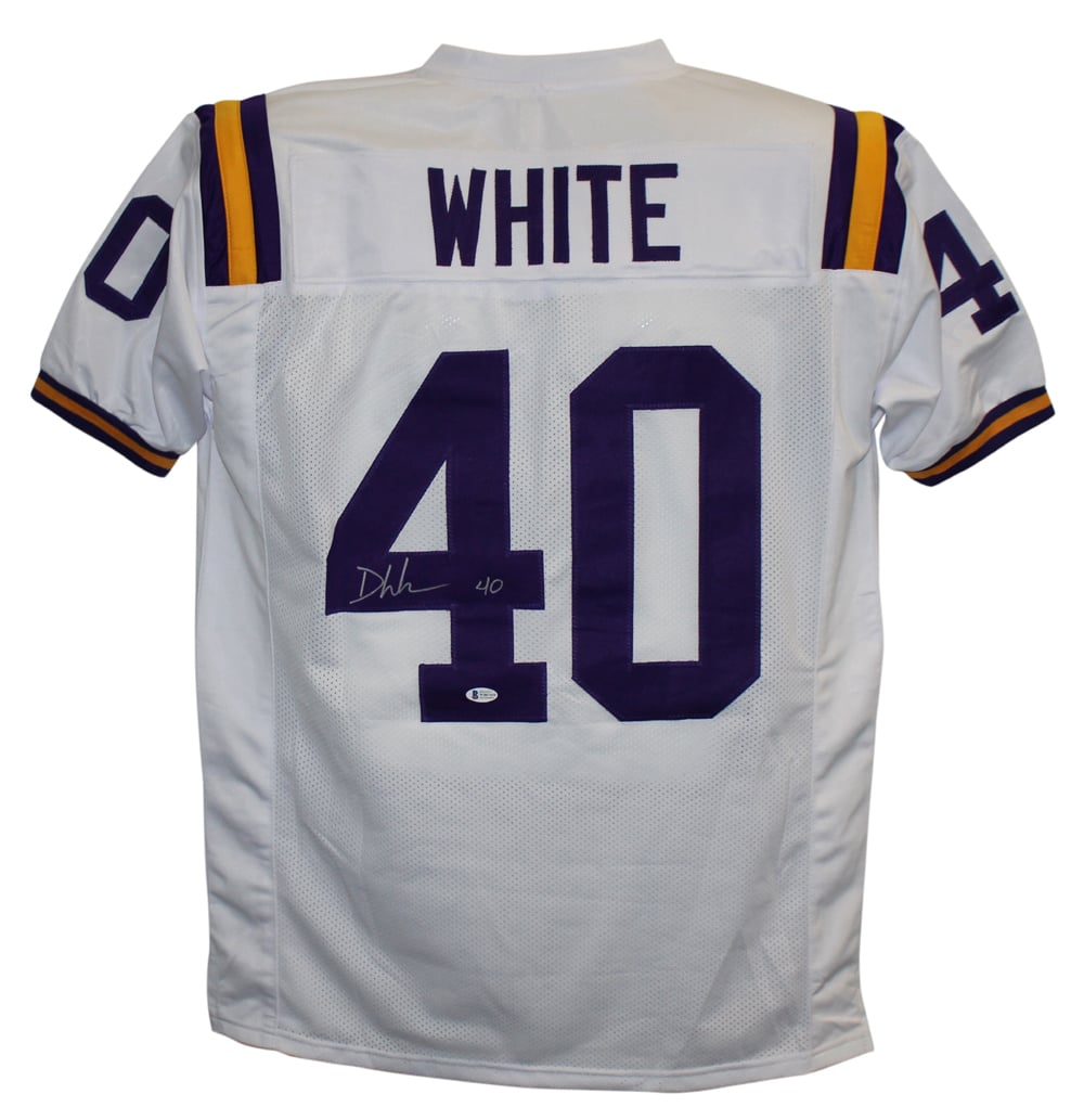 Devin White LSU Tigers Signed Jersey - College Style White XL Beckett-Powers Sports Memorabilia