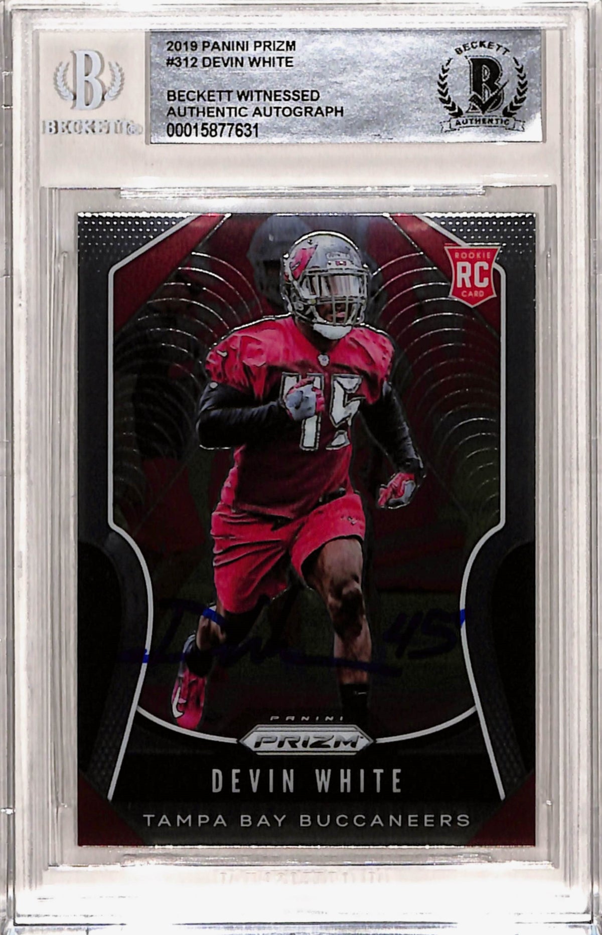Devin White 2019 Panini Prizm #312 Trading Signed Card Slab-Powers Sports Memorabilia