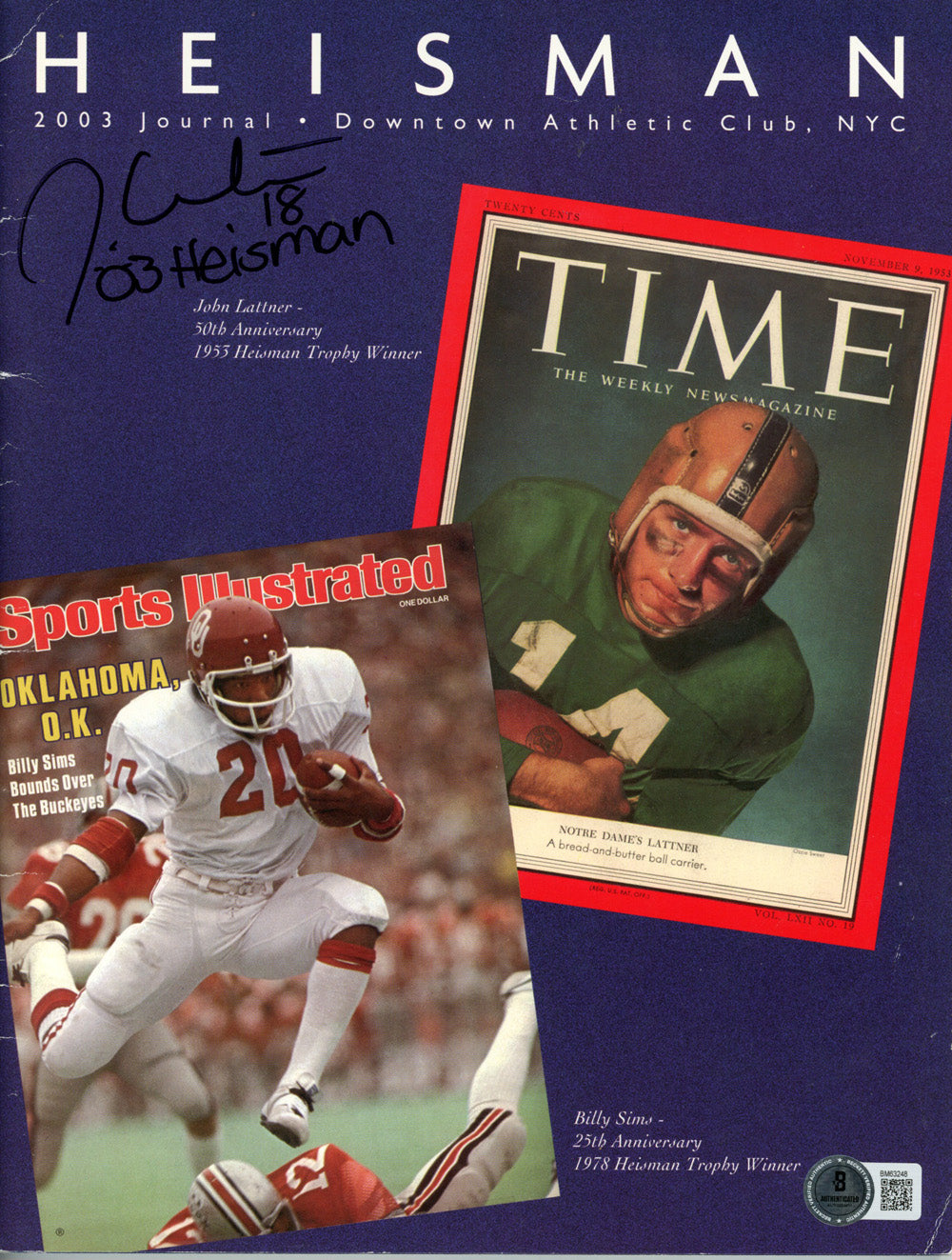 Jason White Oklahoma Sooners Signed Magazine - Downtown Athletic Club Magazine Heisman Beckett-Powers Sports Memorabilia