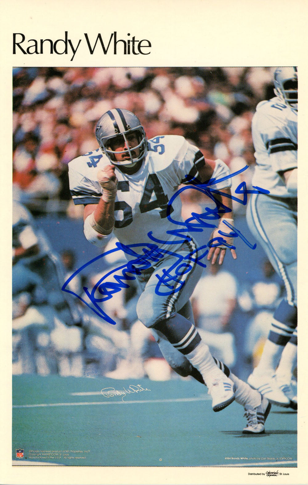 Randy White Dallas Cowboys Signed Poster - Mini Poster 31/50 HOF Beckett-Powers Sports Memorabilia