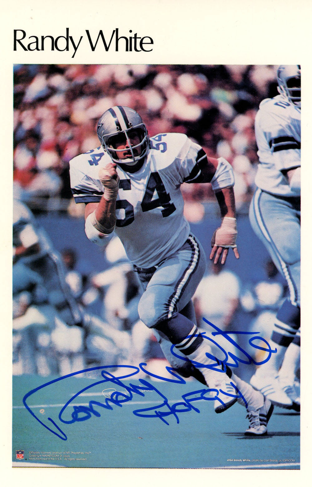 Randy White Dallas Cowboys Mini Signed Poster 31/50 HOF-Powers Sports Memorabilia