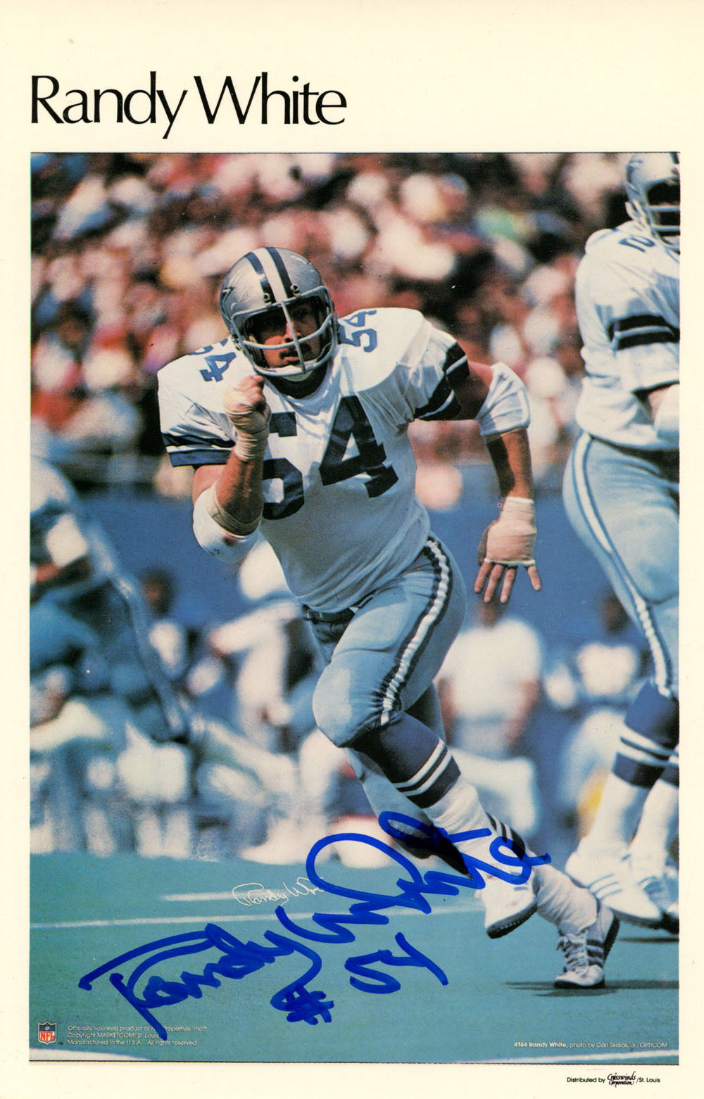 Randy White Dallas Cowboys Signed Poster - Mini Poster 31/50 Beckett-Powers Sports Memorabilia
