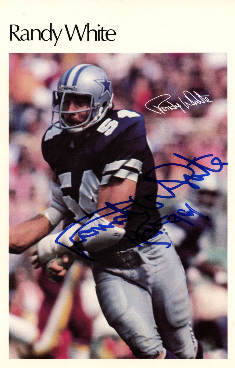 Randy White Dallas Cowboys Mini Signed Poster HOF-Powers Sports Memorabilia
