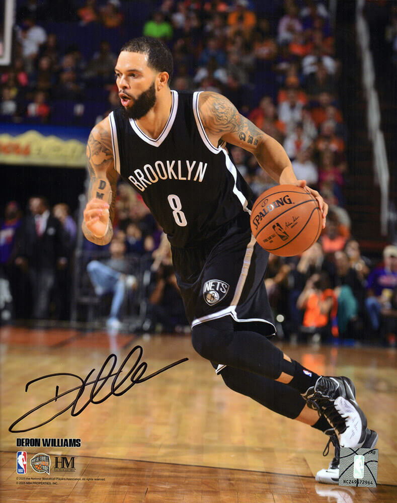 Deron Williams Autographed Brooklyn Nets With Ball Action 8x10 Photo-Powers Sports Memorabilia