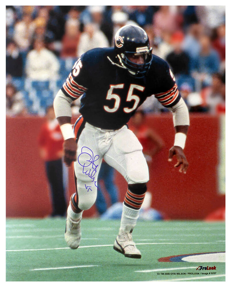 Otis Wilson Autographed Chicago Bears Navy Jersey Action 16x20 Photo-Powers Sports Memorabilia