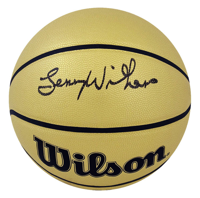 Lenny Wilkens Autographed Wilson Gold Full Size NBA Basketball-Powers Sports Memorabilia