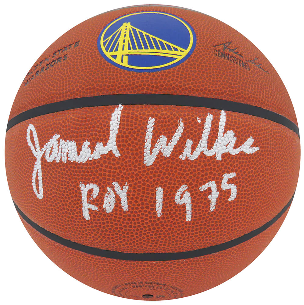 Jamaal Wilkes Autographed Wilson Golden State Warriors Logo NBA Basketball with ROY 1975-Powers Sports Memorabilia
