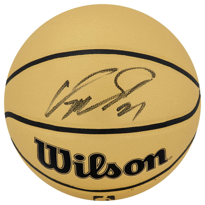 Dominique Wilkins Autographed Wilson Gold F/S NBA Basketball-Powers Sports Memorabilia
