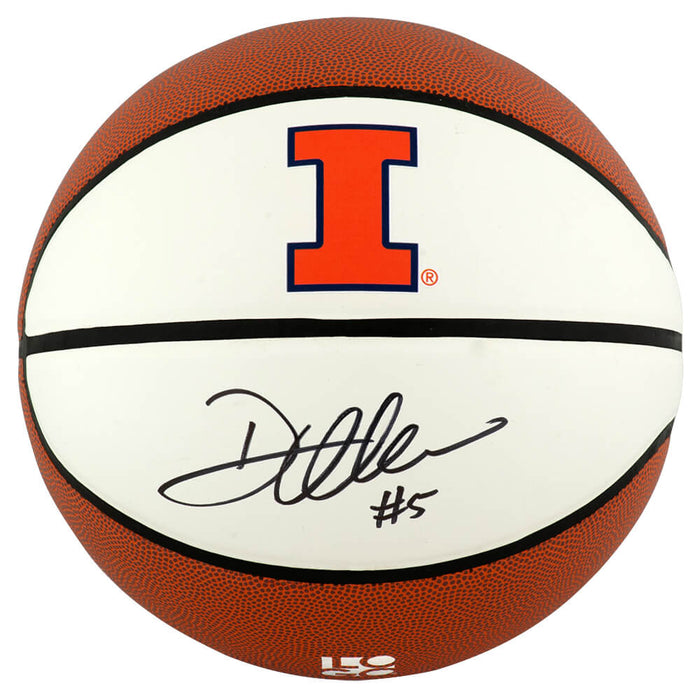 Deron Williams Autographed Illinois Fighting Illini White Logo Brand Full Size Basketball-Powers Sports Memorabilia