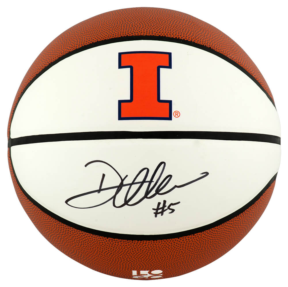 Deron Williams Autographed Illinois Fighting Illini White Logo Brand Full Size Basketball-Powers Sports Memorabilia